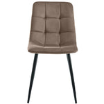 Dining Chair Set (4 Pcs) Upholstered Designer Velvet Metal Frame Brown