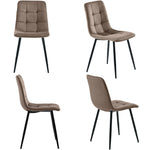 Dining Chair Set (4 Pcs) Upholstered Designer Velvet Metal Frame Brown
