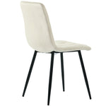 Dining Chair Set of 4 Upholstered Twill Velvet with Backrest Metal Legs Beige