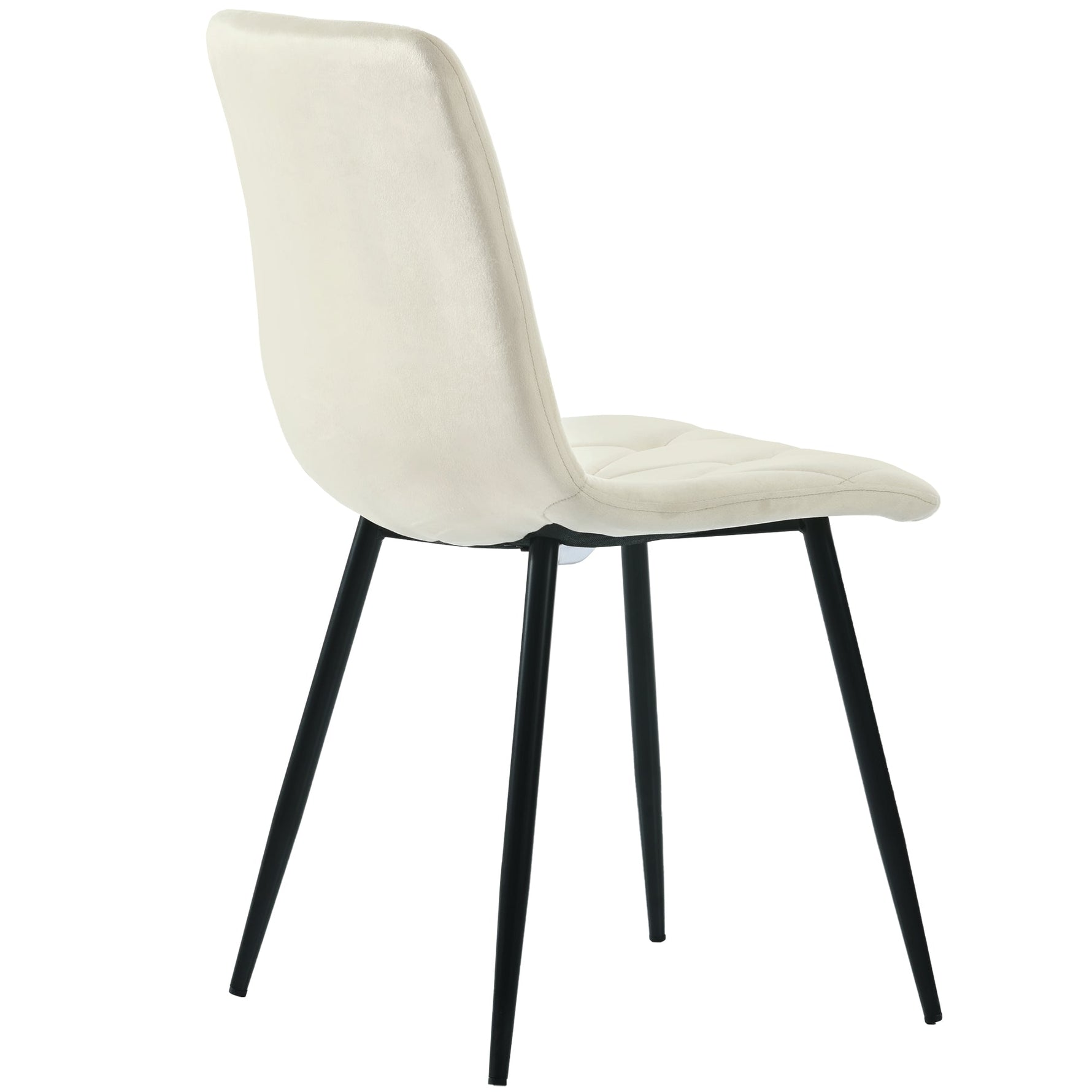 Dining Chair Set of 4 Upholstered Twill Velvet with Backrest Metal Legs Beige