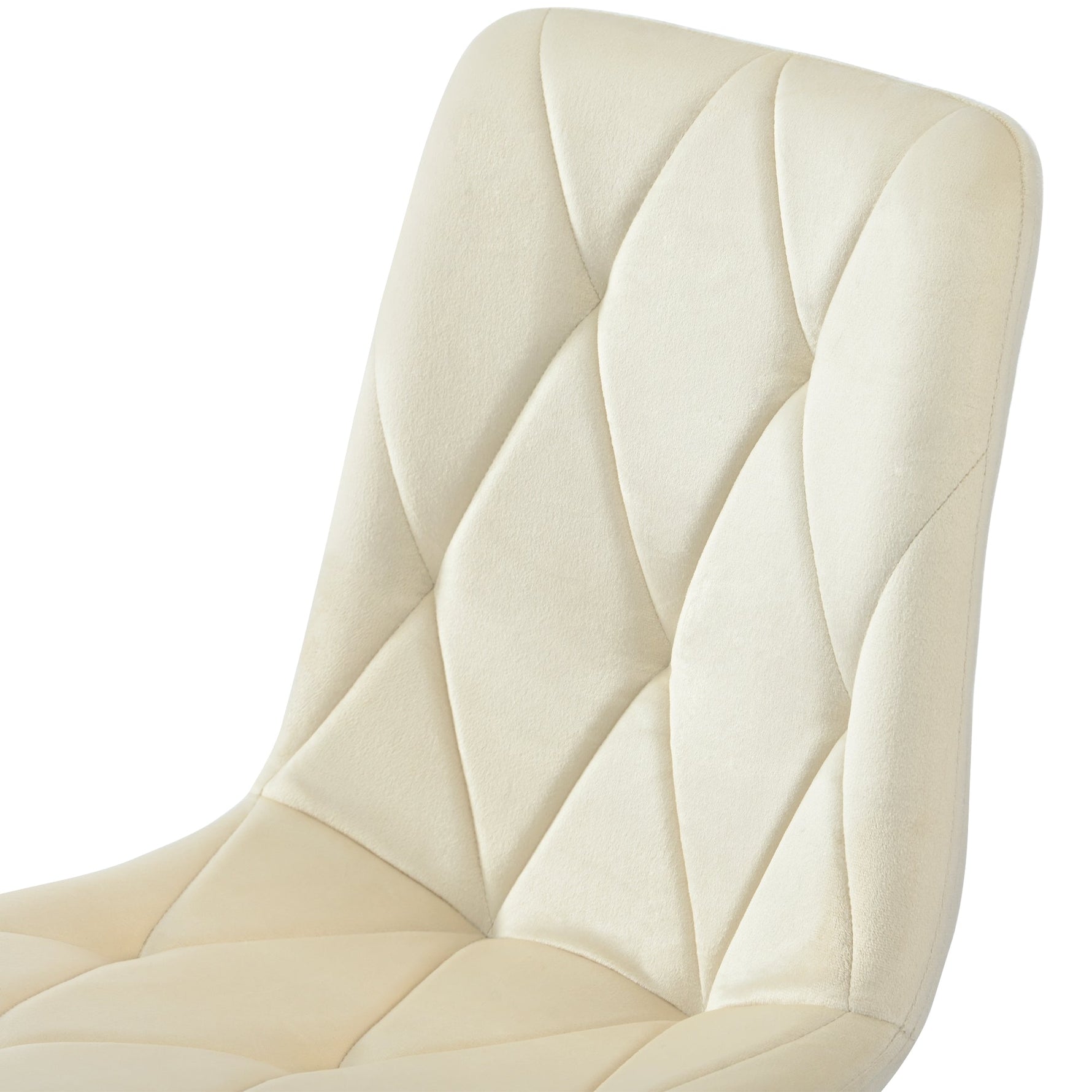 Dining Chair Set of 4 Upholstered Twill Velvet with Backrest Metal Legs Beige