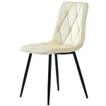 Dining Chair Set of 4 Upholstered Twill Velvet with Backrest Metal Legs Beige