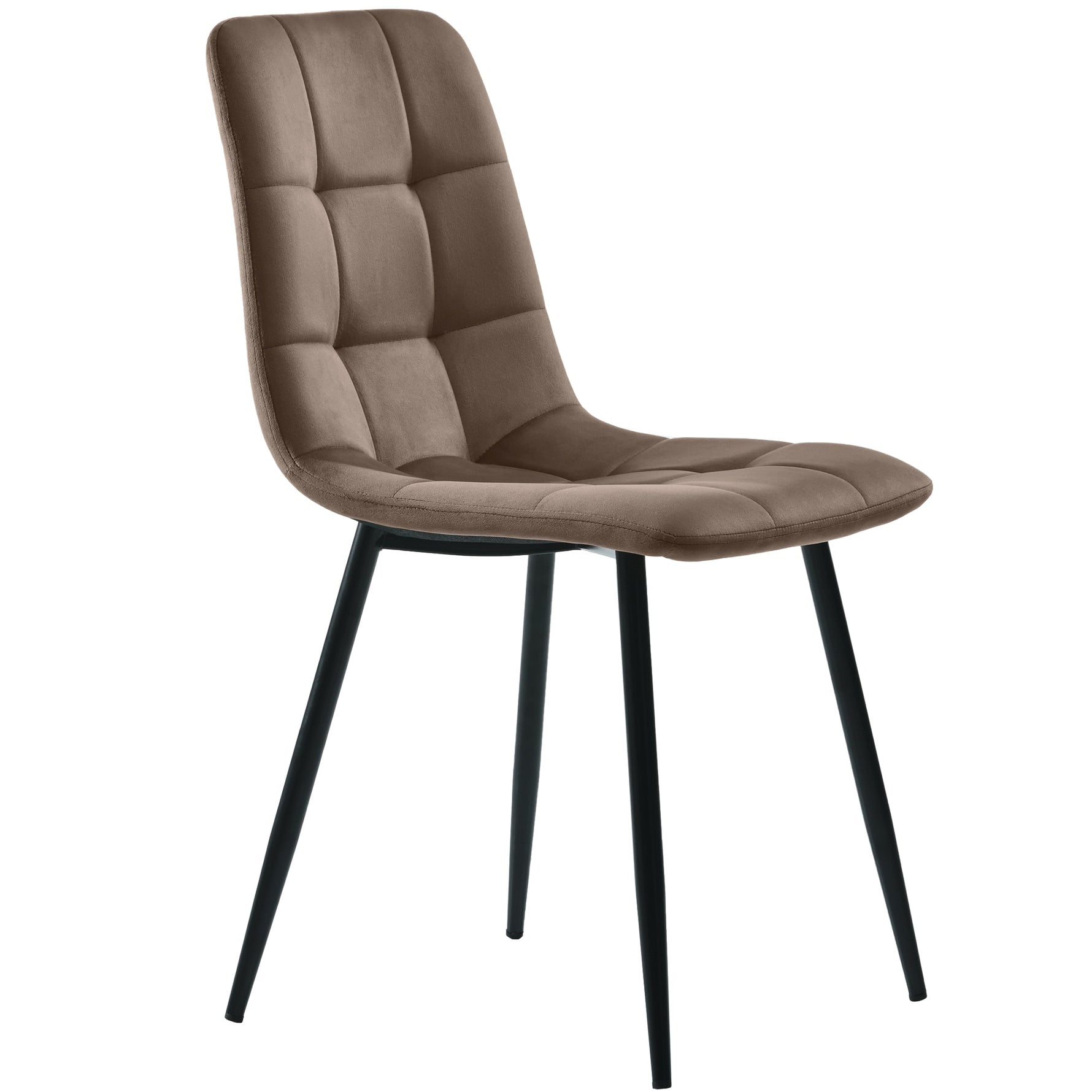 Dining Chair Set (4 Pcs) Upholstered Designer Velvet Metal Frame Brown