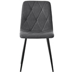 Dining Chairs Set of 4 Upholstered Designer with Backrest Twill Linen Metal Legs Dark Grey