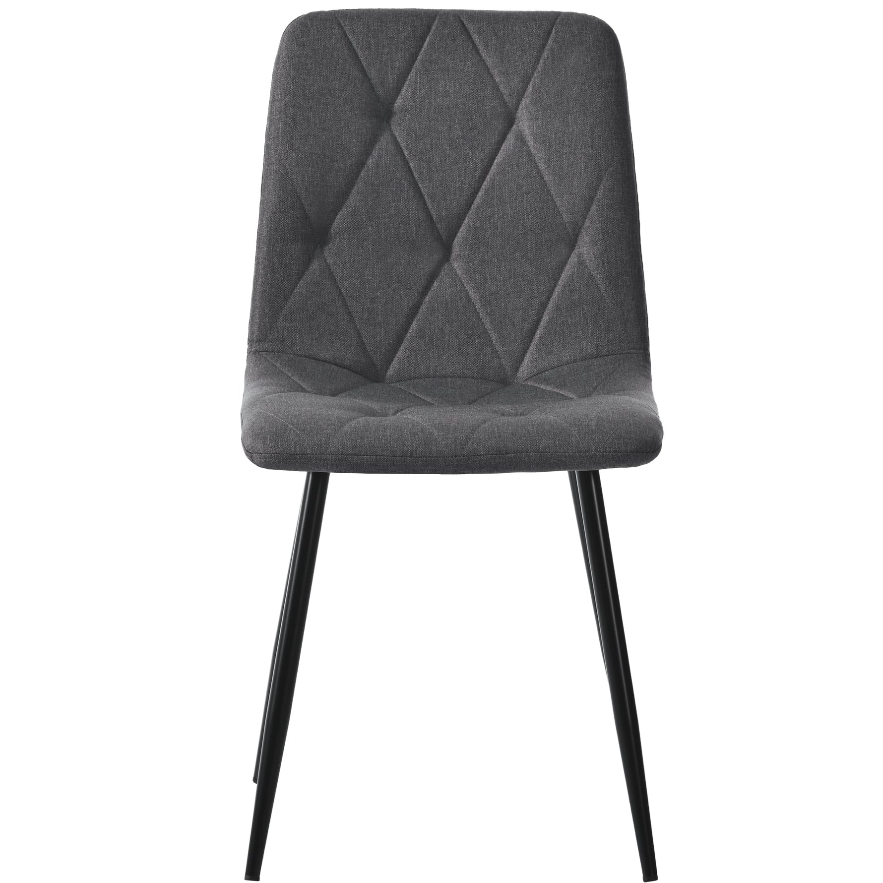 Dining Chairs Set of 4 Upholstered Designer with Backrest Twill Linen Metal Legs Dark Grey