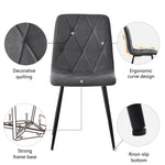 Dining Chairs Set of 4 Upholstered Designer with Backrest Twill Linen Metal Legs Dark Grey