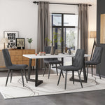 Dining Set 5-Piece Rectangular Table 117x68cm with 4 Chairs, Dark Grey Twill Linen Fabric and Black Metal Legs