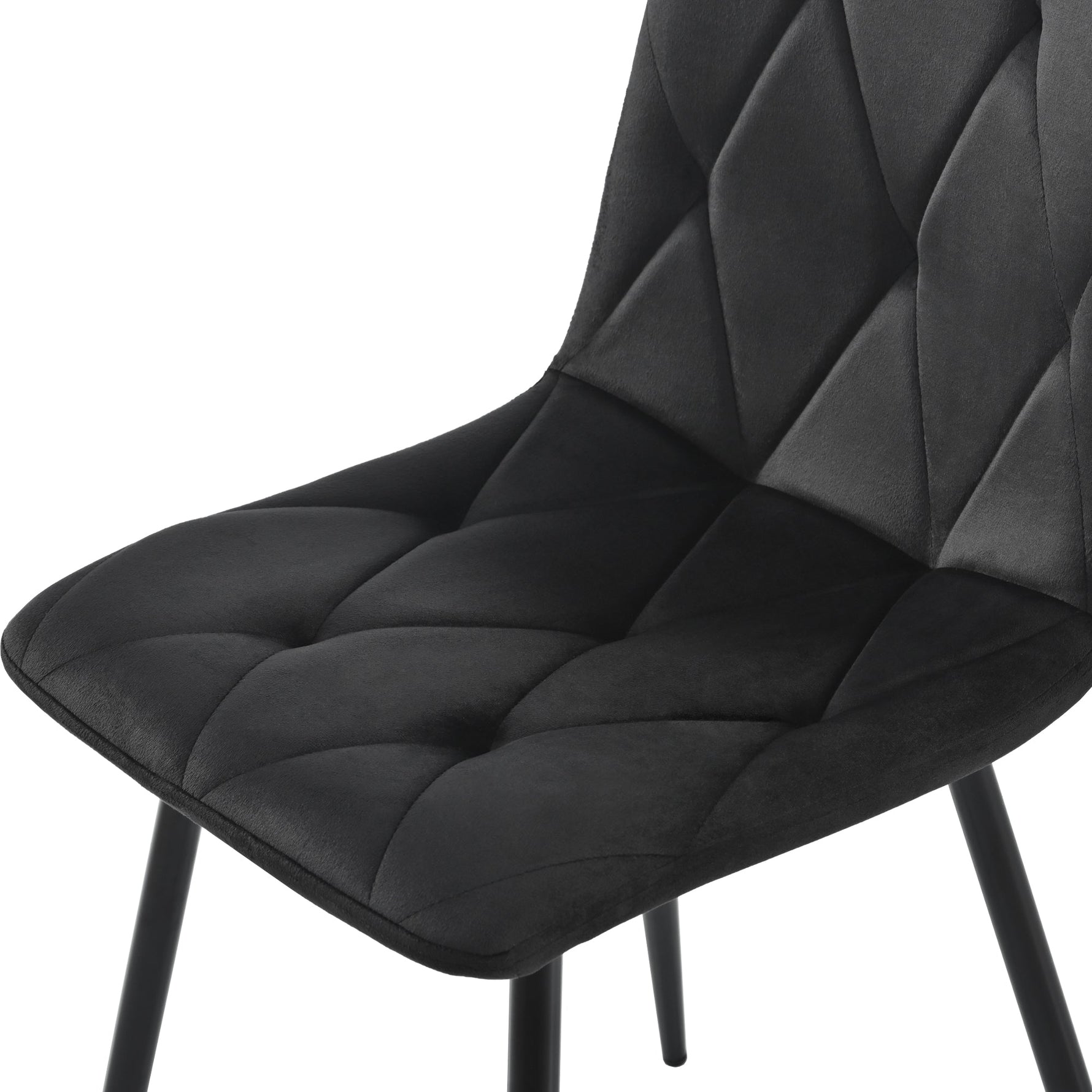 Dining Set 5-Piece 117x68cm Rectangular Table with 4 Chairs Black Twill Velvet Black Legs