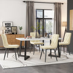 Dining Chair Set of 4 Upholstered Twill Velvet with Backrest Metal Legs Beige