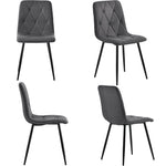 Dining Set 5-Piece Rectangular Table 117x68cm with 4 Chairs, Dark Grey Twill Linen Fabric and Black Metal Legs