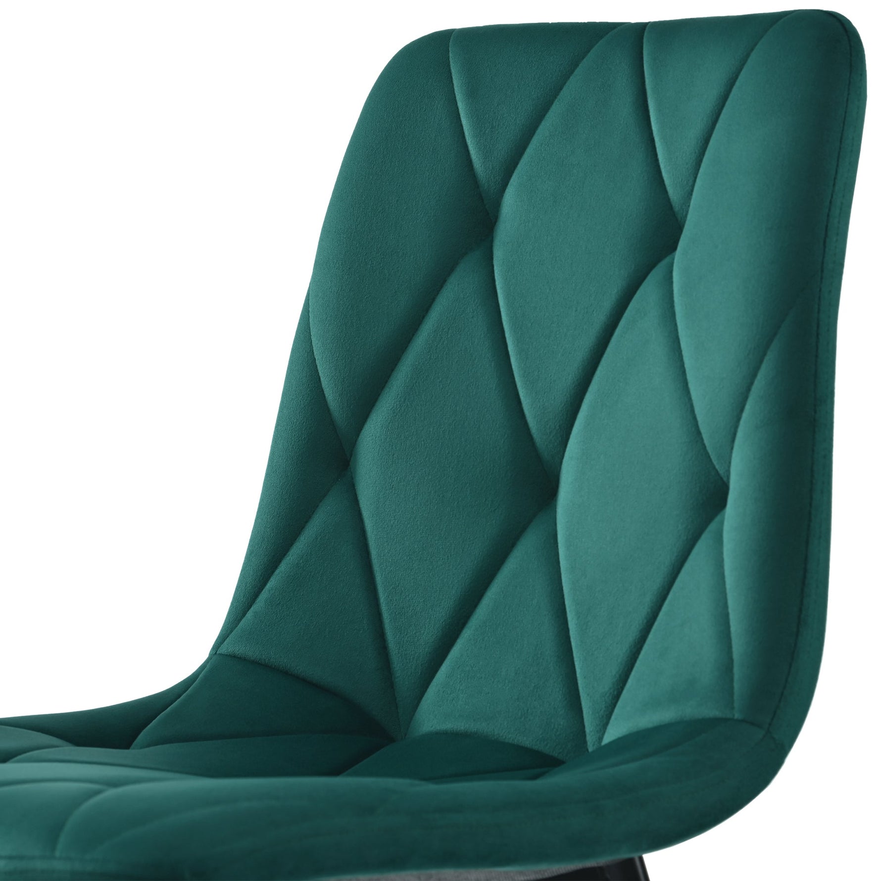 Dining Set 5-Piece 117x68cm Rectangular Table 4 Dark Green Twill Velvet Chairs Black