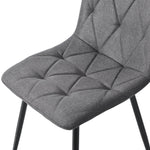 Dining Set 5-Piece Rectangular Table 117x68cm with 4 Chairs, Dark Grey Twill Linen Fabric and Black Metal Legs