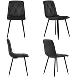 Dining Set 5-Piece 117x68cm Rectangular Table with 4 Chairs Black Twill Velvet Black Legs