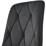 Dining Chair Set of 4 - Upholstered Designer Backrest Metal Frame - Twill Velvet Black