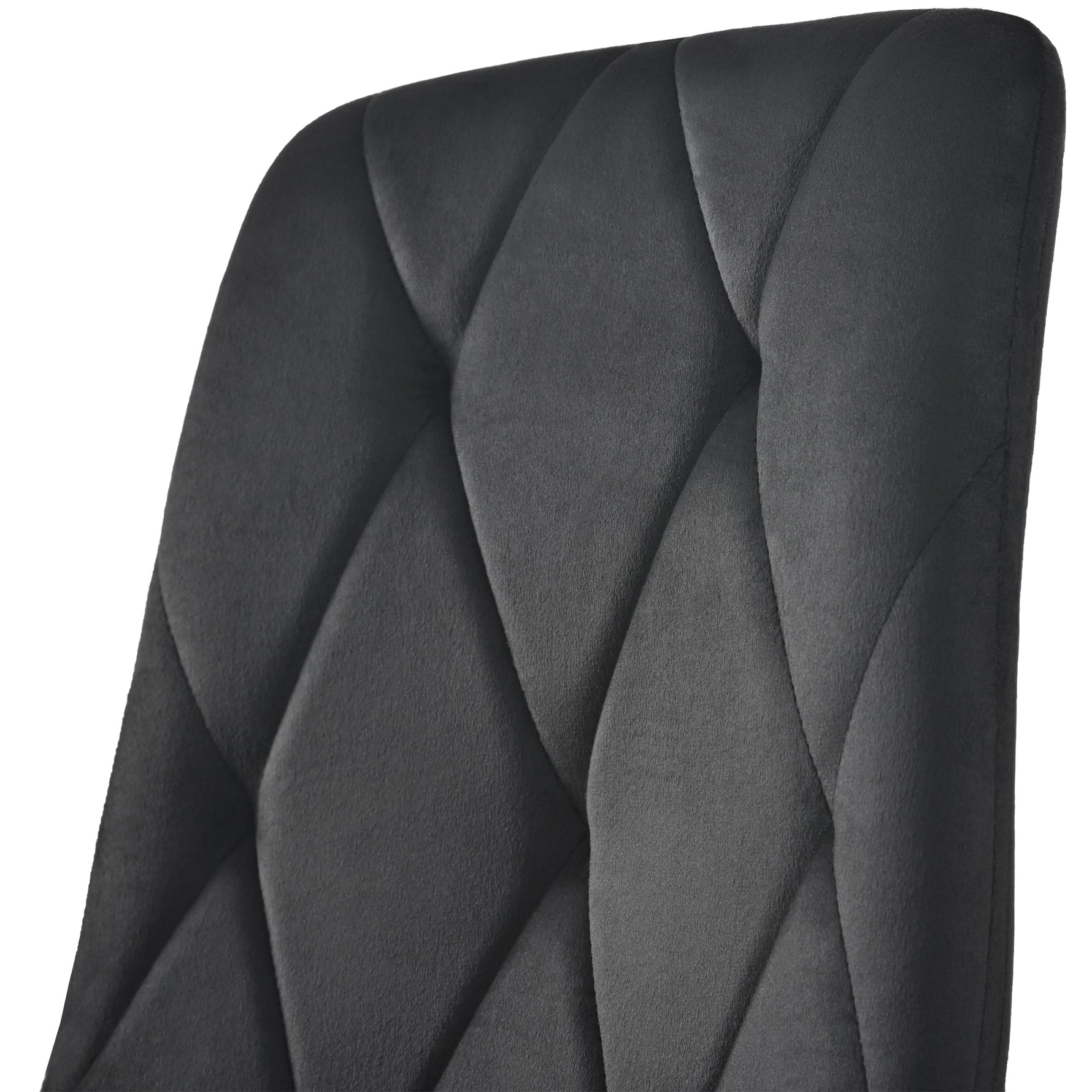 Dining Chair Set of 4 - Upholstered Designer Backrest Metal Frame - Twill Velvet Black