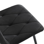 Dining Chair Set of 4 - Upholstered Designer Backrest Metal Frame - Twill Velvet Black