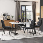 Dining Set 5-Piece Rectangular Kitchen Table 117x68cm Dark Grey Twill Velvet Black