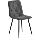 Dining Set 5-Piece Rectangular Table 117x68cm with 4 Chairs, Dark Grey Twill Linen Fabric and Black Metal Legs