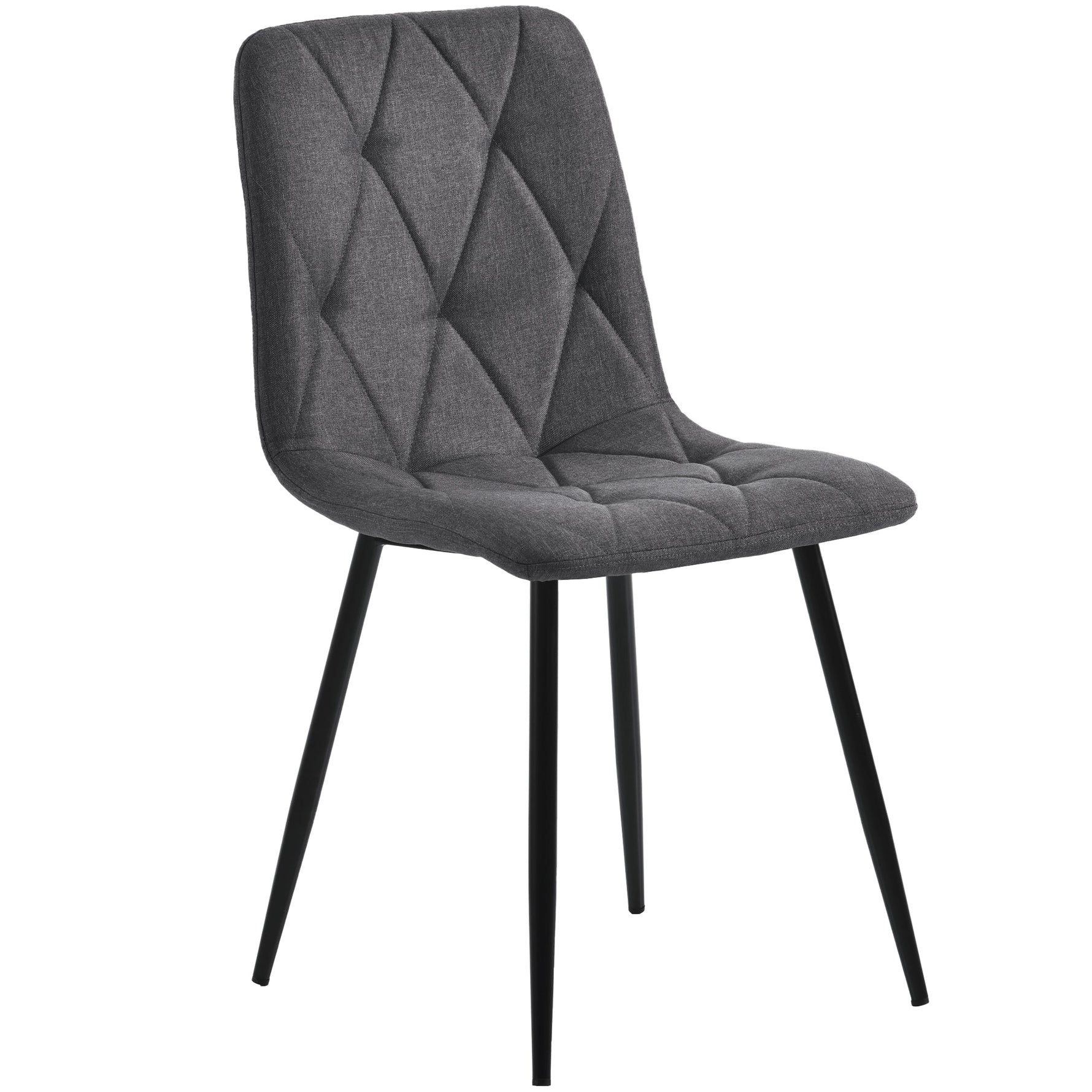 Dining Set 5-Piece 117x68cm Rectangular Table 4 Chairs Dark Grey Twill Linen Golden Legs