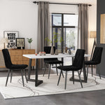 Dining Chair Set of 4 - Upholstered Designer Backrest Metal Frame - Twill Velvet Black