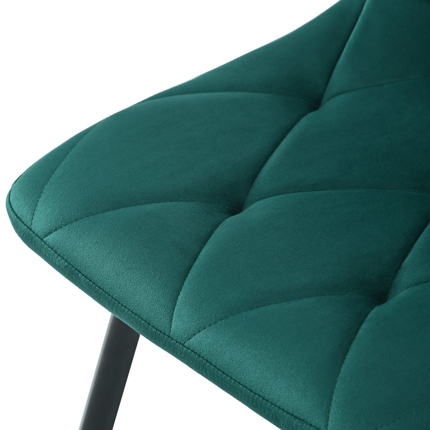 Dining Set 5-Piece 117x68cm Rectangular Table 4 Dark Green Twill Velvet Chairs Black