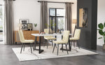 Dining Chair Set of 4 Upholstered Twill Velvet with Backrest Metal Legs Beige
