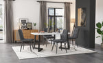 Dining Chairs Set of 4 Upholstered Designer with Backrest Twill Linen Metal Legs Dark Grey