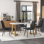Dining Set 5-Piece Rectangular 117x68cm Table & 4 Chairs Dark Grey Velvet Gold