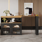 Extendable Bar Table Rotatable Storage LED Light Black