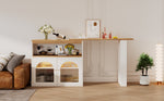 Modern Extendable Bar Table Rotatable Storage LED Bistro White