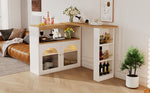 Modern Extendable Bar Table Rotatable Storage LED Bistro White