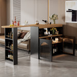 Extendable Bar Table Rotatable Storage LED Light Black
