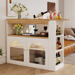Modern Extendable Bar Table Rotatable Storage LED Bistro White