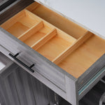 Dining Cart Kitchen Island Folding Table 5 Wheels Storage 2 Drawers - White/Khaki Grey