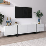 TV Cabinet Lowboard Panel Doors Drawers Shelves High-Gloss White and Black