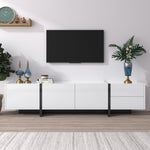 TV Cabinet Lowboard Panel Doors Drawers Shelves High-Gloss White and Black