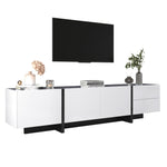 TV Cabinet Lowboard Panel Doors Drawers Shelves High-Gloss White and Black