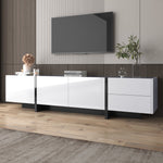 TV Cabinet Lowboard Panel Doors Drawers Shelves High-Gloss White and Black