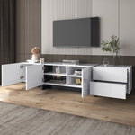 TV Cabinet Lowboard Panel Doors Drawers Shelves High-Gloss White and Black