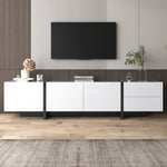 TV Cabinet Lowboard Panel Doors Drawers Shelves High-Gloss White and Black