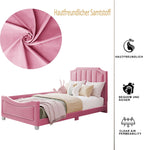 Children's Bed Upholstered Sofa Bed 90*200cm, Flannel, Pink