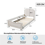 Children's Bed Upholstered Sofa Bed 90*200cm, Flannel, Beige