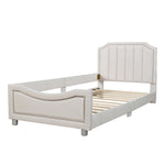 Children's Bed Upholstered Sofa Bed 90*200cm, Flannel, Beige