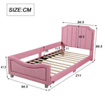 Children's Bed Upholstered Sofa Bed 90*200cm, Flannel, Pink