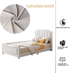 Children's Bed Upholstered Sofa Bed 90*200cm, Flannel, Beige