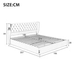 Upholstered Bed 180x200cm Hydraulic Storage, Beige Velvet