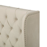 Upholstered Bed Double 140x200 Hydraulic Storage Ear-Shaped Headboard Velvet Beige