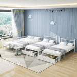 Triple Bunk Bed, Drawers, Convertible to Double & Two Single Beds, Metal Frame, White