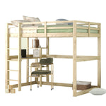 Children's Bunk Bed with Desk and 4 Storage Compartments, 140 x 200 cm, Pine Natural