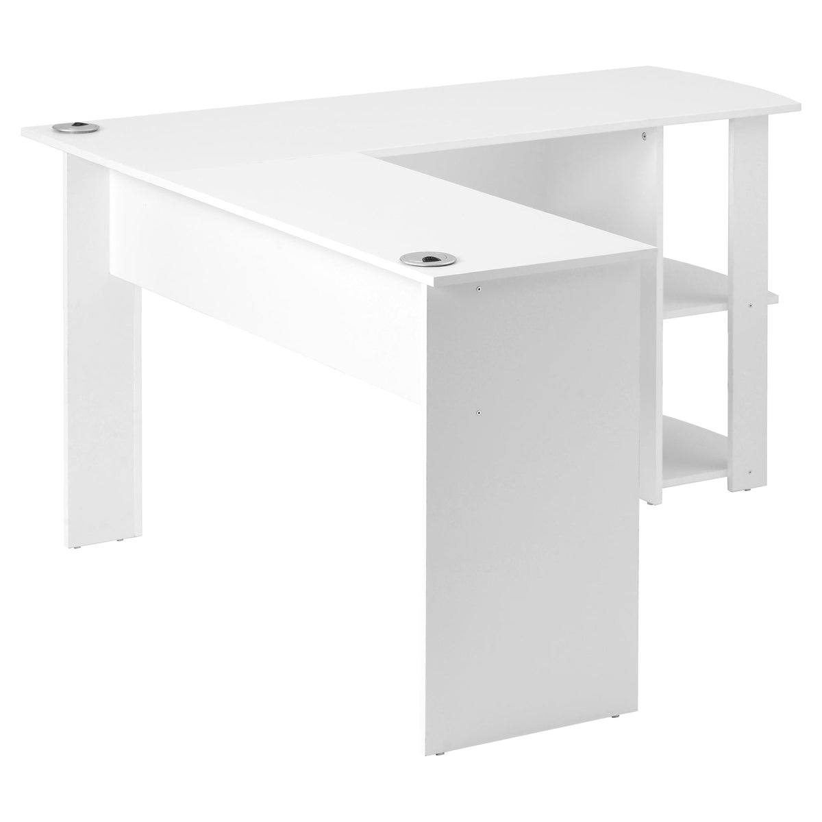 Corner Desk 140cm L-shaped with 2 Shelves, White